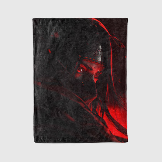 Itachi Uchiha Realistic Art Style Flannel Blanket, Naruto Uchiha Clan Master, Anime Wall Hanging, Cool Room Decor Gift