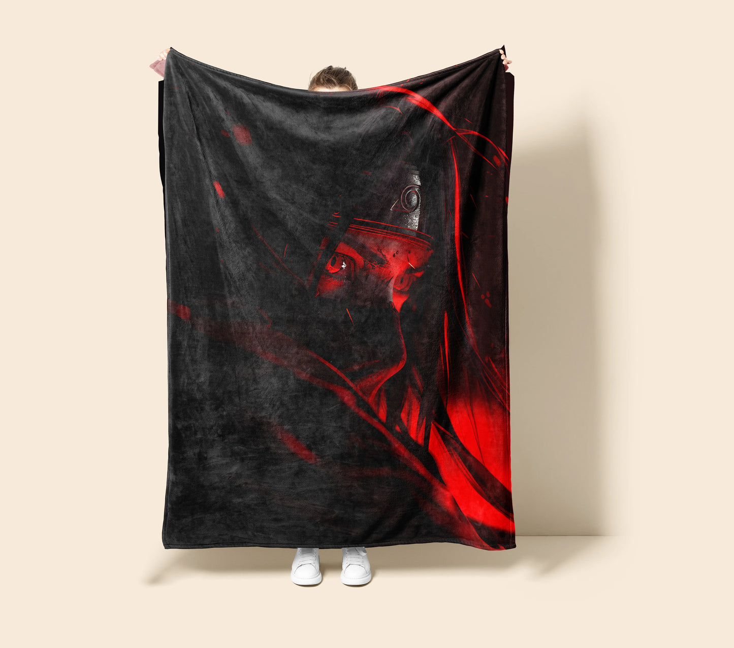 Itachi Uchiha Realistic Art Style Flannel Blanket, Naruto Uchiha Clan Master, Anime Wall Hanging, Cool Room Decor Gift