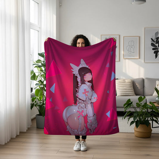 Hinata Hyuga Cute Maid Outfit Style Flannel Blanket, Naruto Anime Girl Art, Sweet Waifu Home Decor, Otaku Birthday Gift