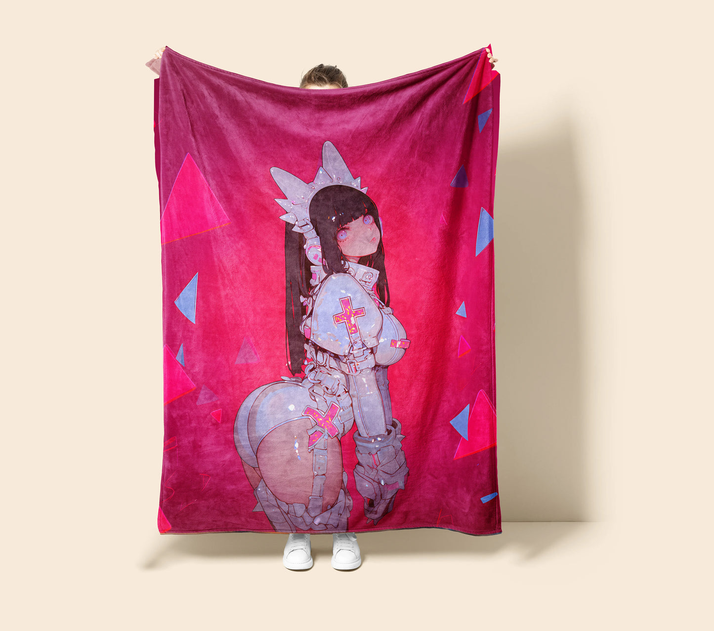 Hinata Hyuga Cute Maid Outfit Style Flannel Blanket, Naruto Anime Girl Art, Sweet Waifu Home Decor, Otaku Birthday Gift