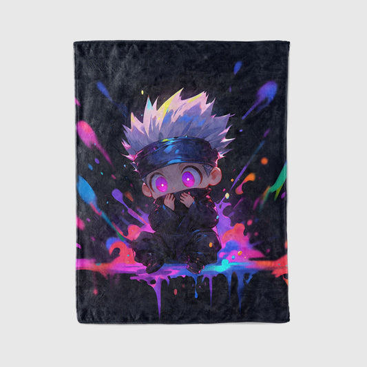 Kakashi Hatake Cute Chibi Style Flannel Blanket, Naruto Mini Ninja Art, Kids Bedroom Decor, Kawaii Anime Gift for Fans