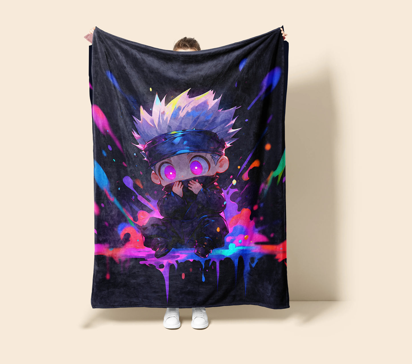 Kakashi Hatake Cute Chibi Style Flannel Blanket, Naruto Mini Ninja Art, Kids Bedroom Decor, Kawaii Anime Gift for Fans