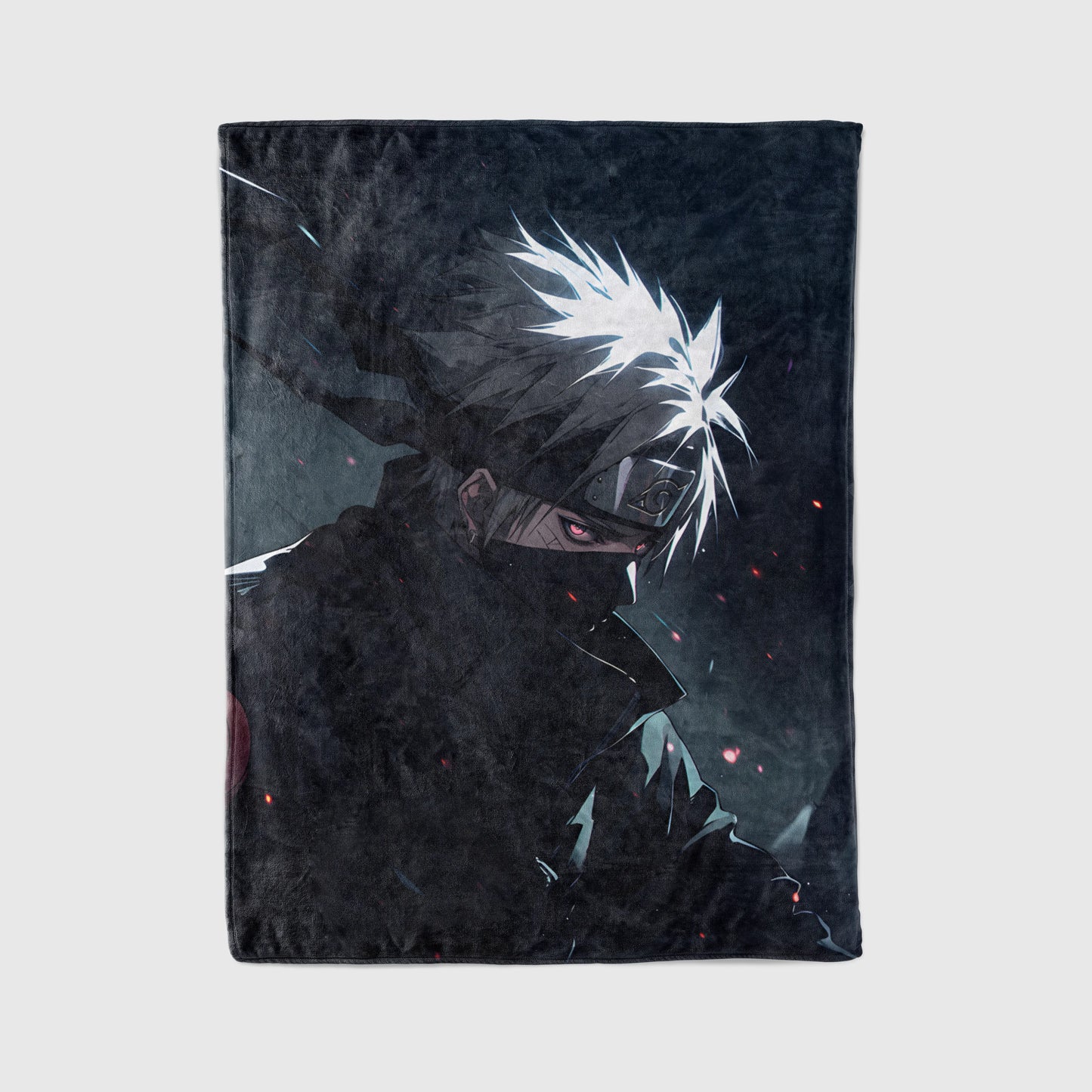 Kakashi Hatake Battle Stance Style Flannel Blanket, Naruto Shippuden Action Art, Ninja Warrior Decor, Anime Fan Gift