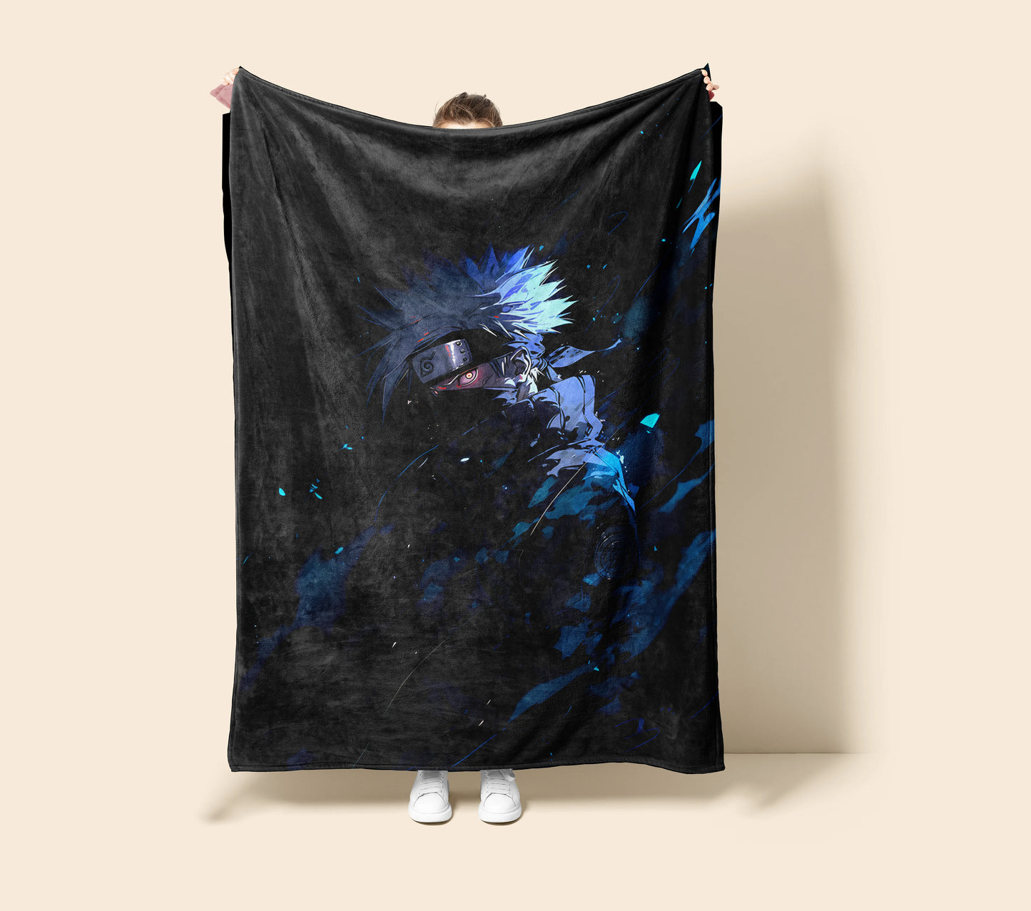 Kakashi Hatake Tactical Combat Gear Flannel Blanket, Naruto Jonin Ninja Outfit, Realistic Action Art, Wall Hanging Gift