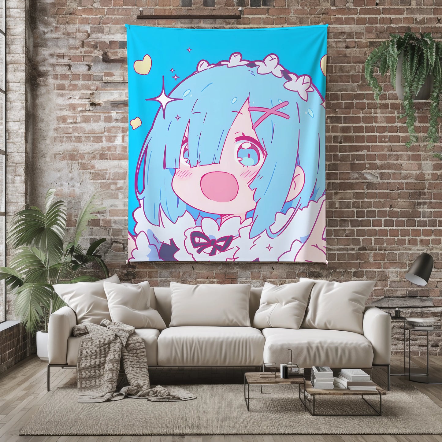 Rem Cute Chibi Flannel Blanket, Re:Zero Merch, Kawaii Maid Anime Peripheral, Otaku Gift Bedding