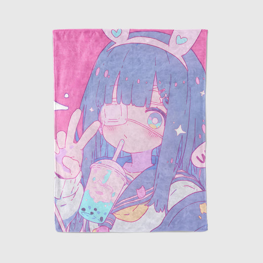 Rikka Takanashi Cute Girl Flannel Blanket, Love, Chunibyo & Other Delusions Merch, Anime Peripheral Decor