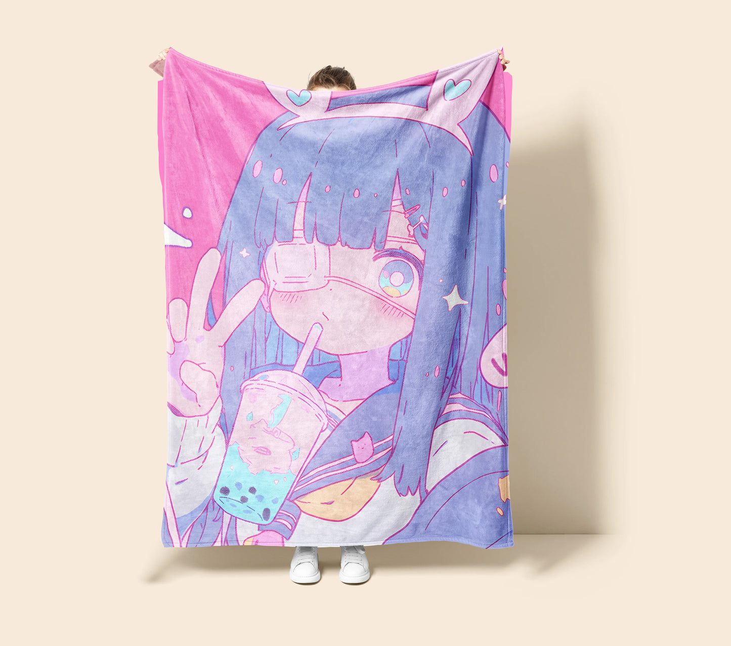 Rikka Takanashi Cute Girl Flannel Blanket, Love, Chunibyo & Other Delusions Merch, Anime Peripheral Decor