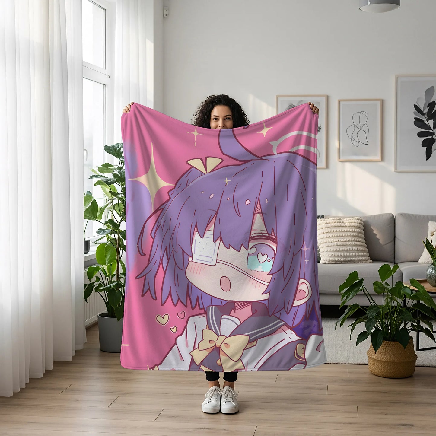 Rikka Takanashi Cute Chibi Flannel Blanket, Love, Chunibyo & Other Delusions Merch, Otaku Gift Bedding