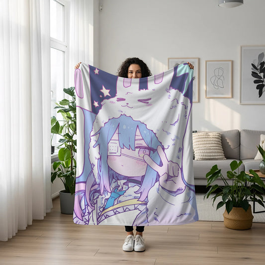 Rikka Takanashi Rabbit Ear Kawaii Flannel Blanket, Love, Chunibyo & Other Delusions Merch, Otaku Decor