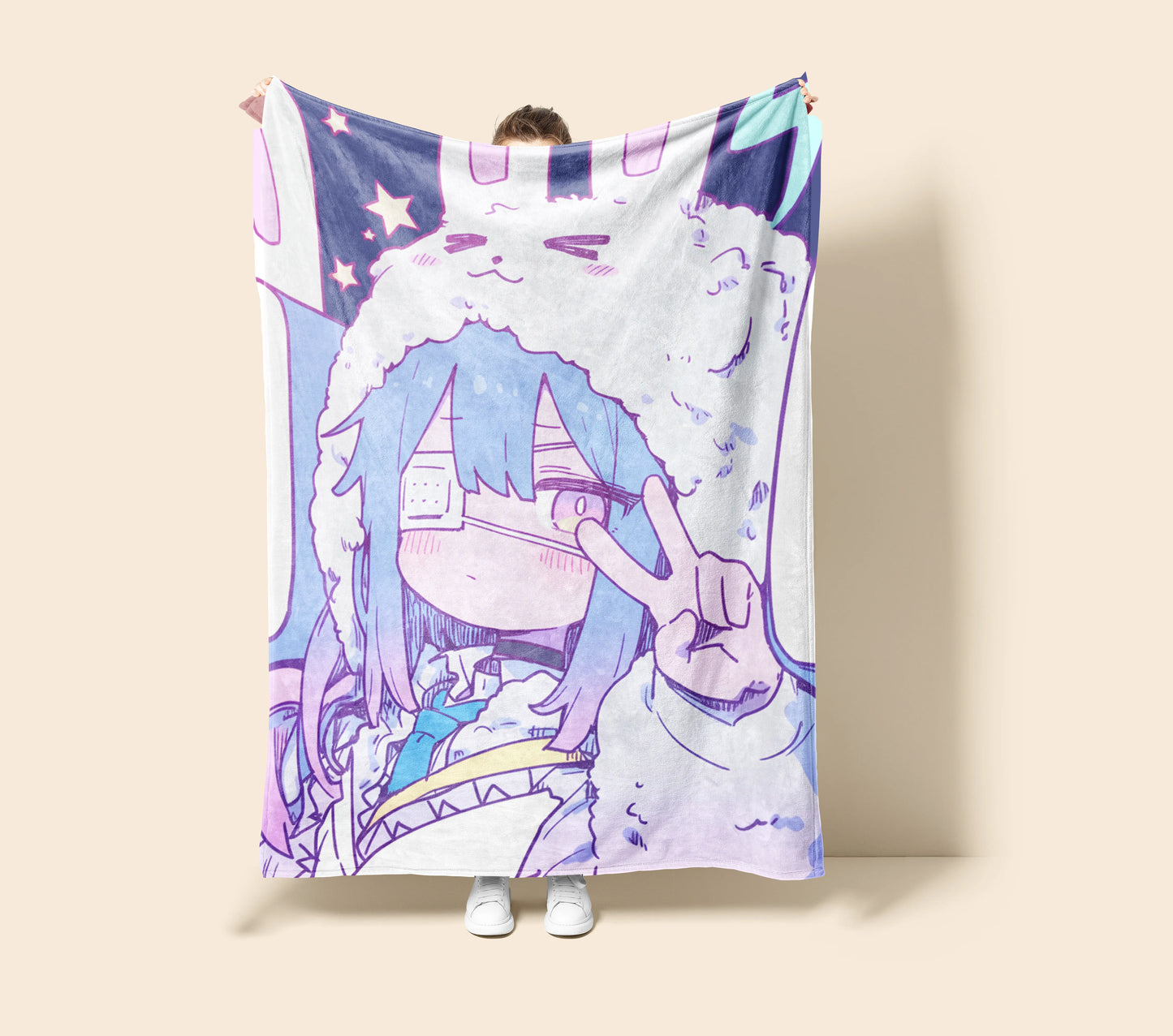 Rikka Takanashi Rabbit Ear Kawaii Flannel Blanket, Love, Chunibyo & Other Delusions Merch, Otaku Decor