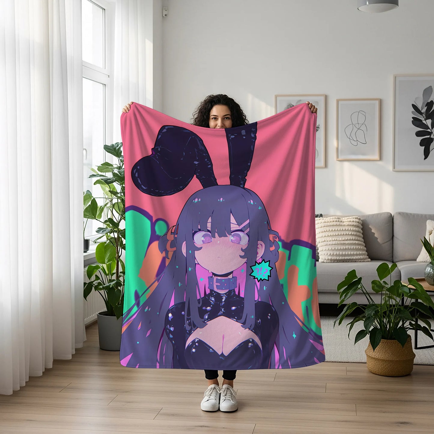 Mai Sakurajima Cute Bodysuit Flannel Blanket, Rascal Does Not Dream Merch, Kawaii Anime Peripheral, Otaku Gift Bedding