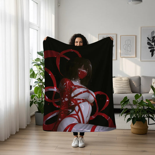 Mikasa Ackerman Bound Bodysuit Flannel Blanket, Attack on Titan Merch, Survey Corps Anime Peripheral, Seductive Otaku Decor