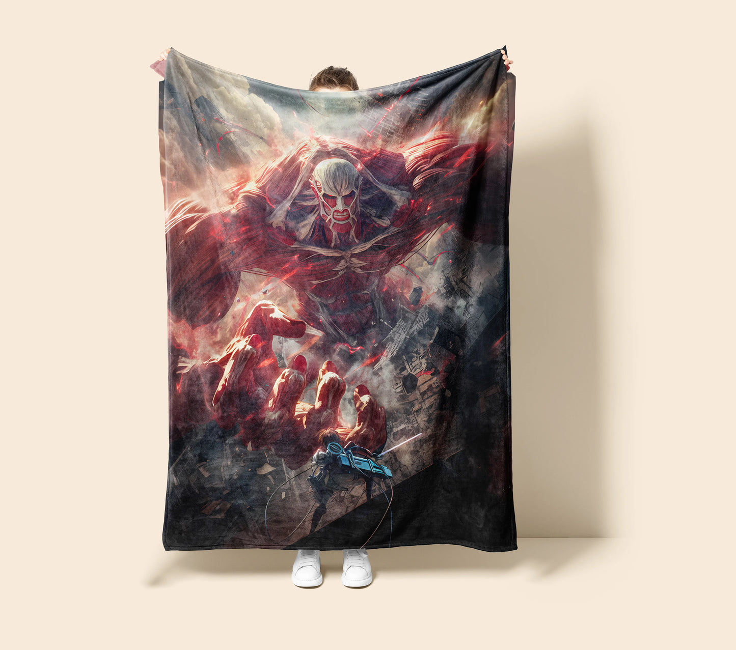 Attack on Titan Survey Corps Classic Poster Flannel Blanket, Attack on Titan Merch, Epic Battle Anime Peripheral, Otaku Decor