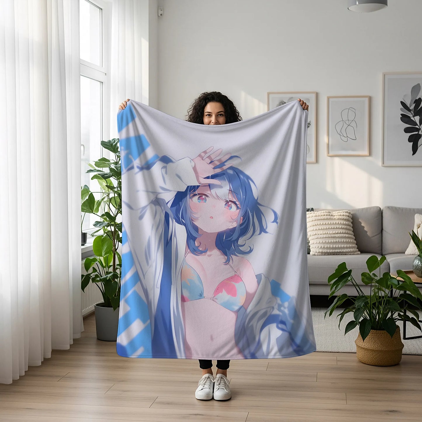 Anna Yanami Summer Swimsuit Flannel Blanket, Makeine: Too Many Losing Heroines Merch, Seductive Anime Peripheral, Otaku Decor