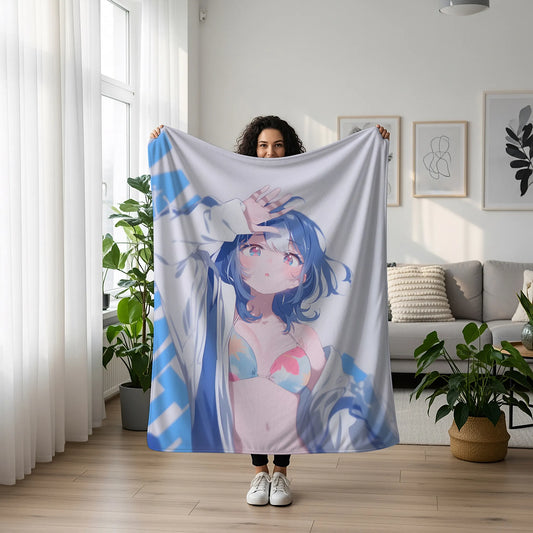 Anna Yanami Summer Swimsuit Flannel Blanket, Makeine: Too Many Losing Heroines Merch, Seductive Anime Peripheral, Otaku Decor