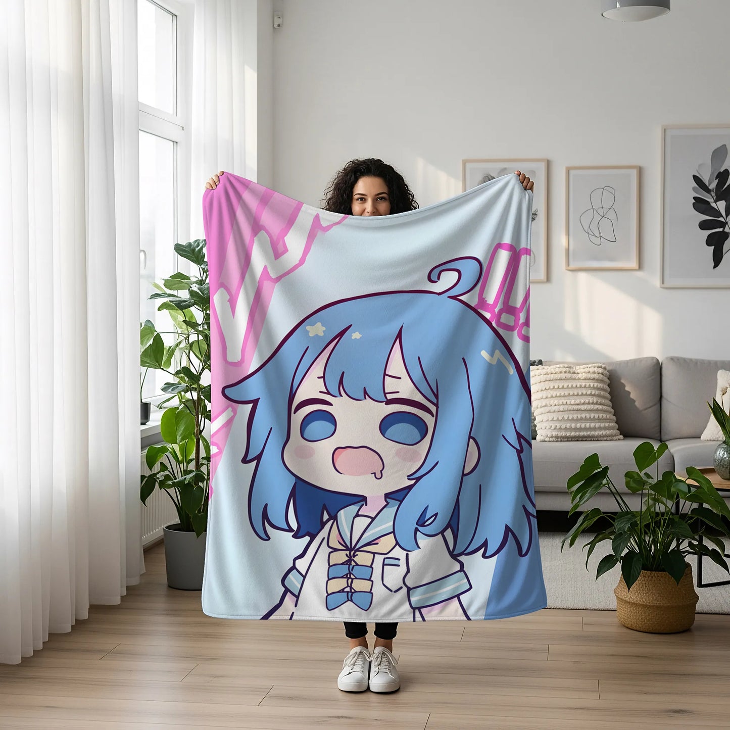 Anna Yanami Pouting Expression Flannel Blanket, Makeine: Too Many Losing Heroines Merch, Kawaii Anime Peripheral, Otaku Bedding Decor