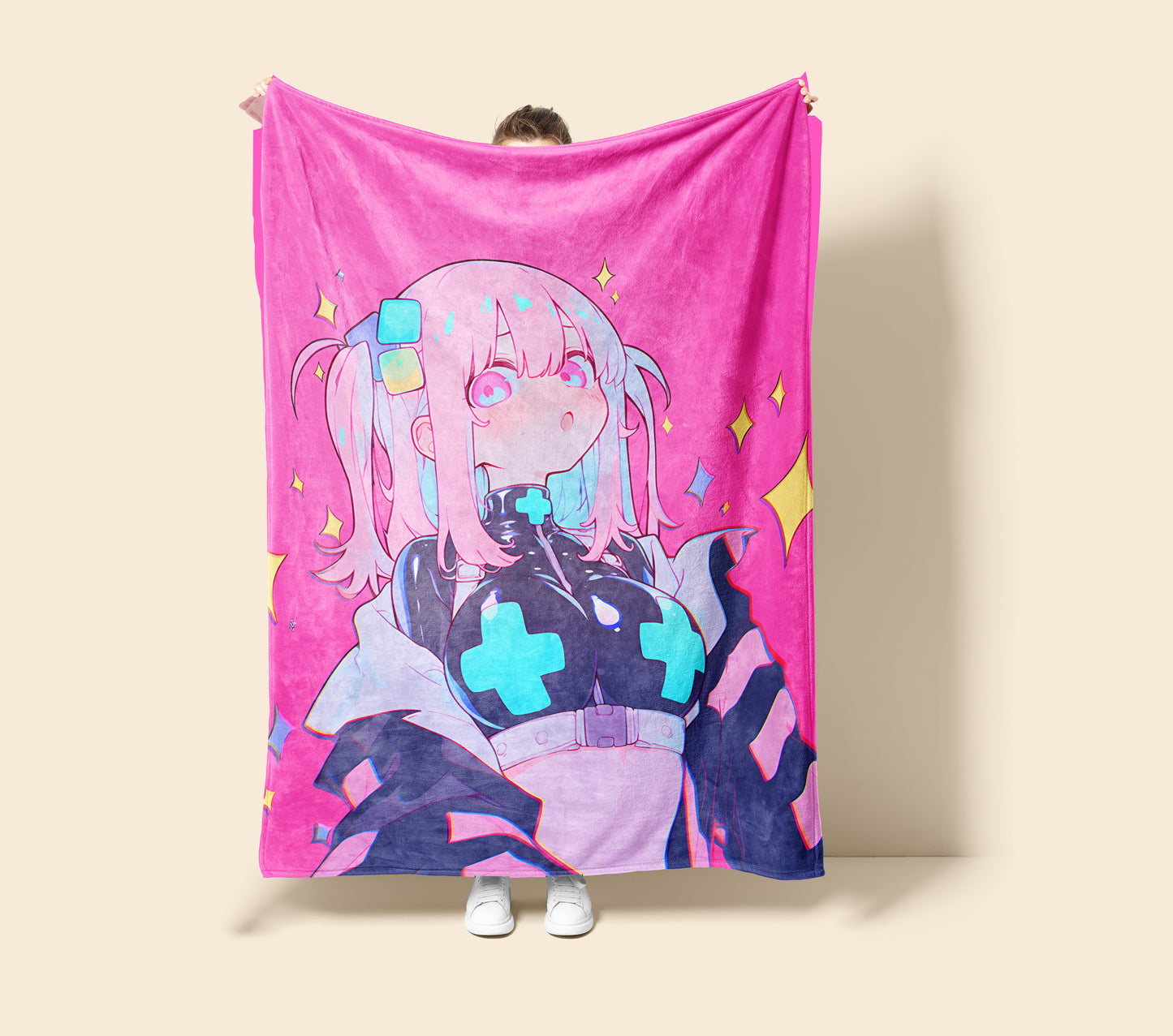 Gotoh Hitori Rubber Suit Art Blanket, Bocchi the Rock Bodysuit Decor, Sexy Glossy Suit Hitori Design, Premium Anime Girl Gift, OOAK Art