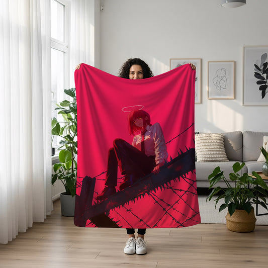 Makima Manga Style Art Blanket, Chainsaw Man Classic Makima Decor, Aesthetic Anime Illustration, Premium Fan Gift, Custom Bedroom Decor