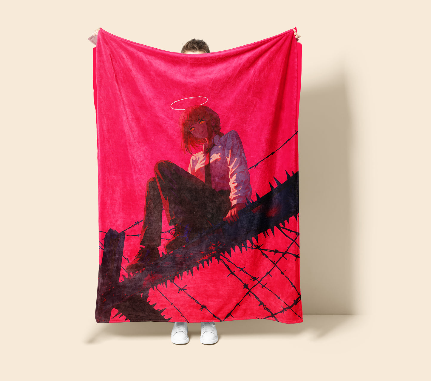 Makima Manga Style Art Blanket, Chainsaw Man Classic Makima Decor, Aesthetic Anime Illustration, Premium Fan Gift, Custom Bedroom Decor