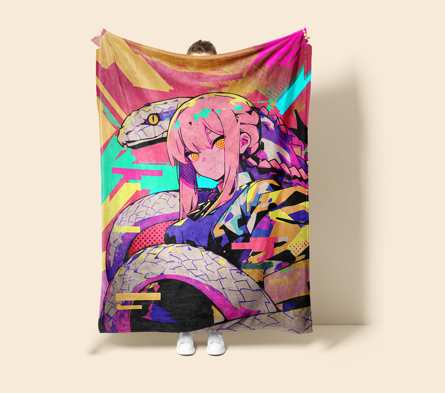 Makima Graffiti Style Art Blanket, Chainsaw Man Street Art Decor, Urban Quirky Makima Design, Premium Anime Gift, OOAK Art Decor