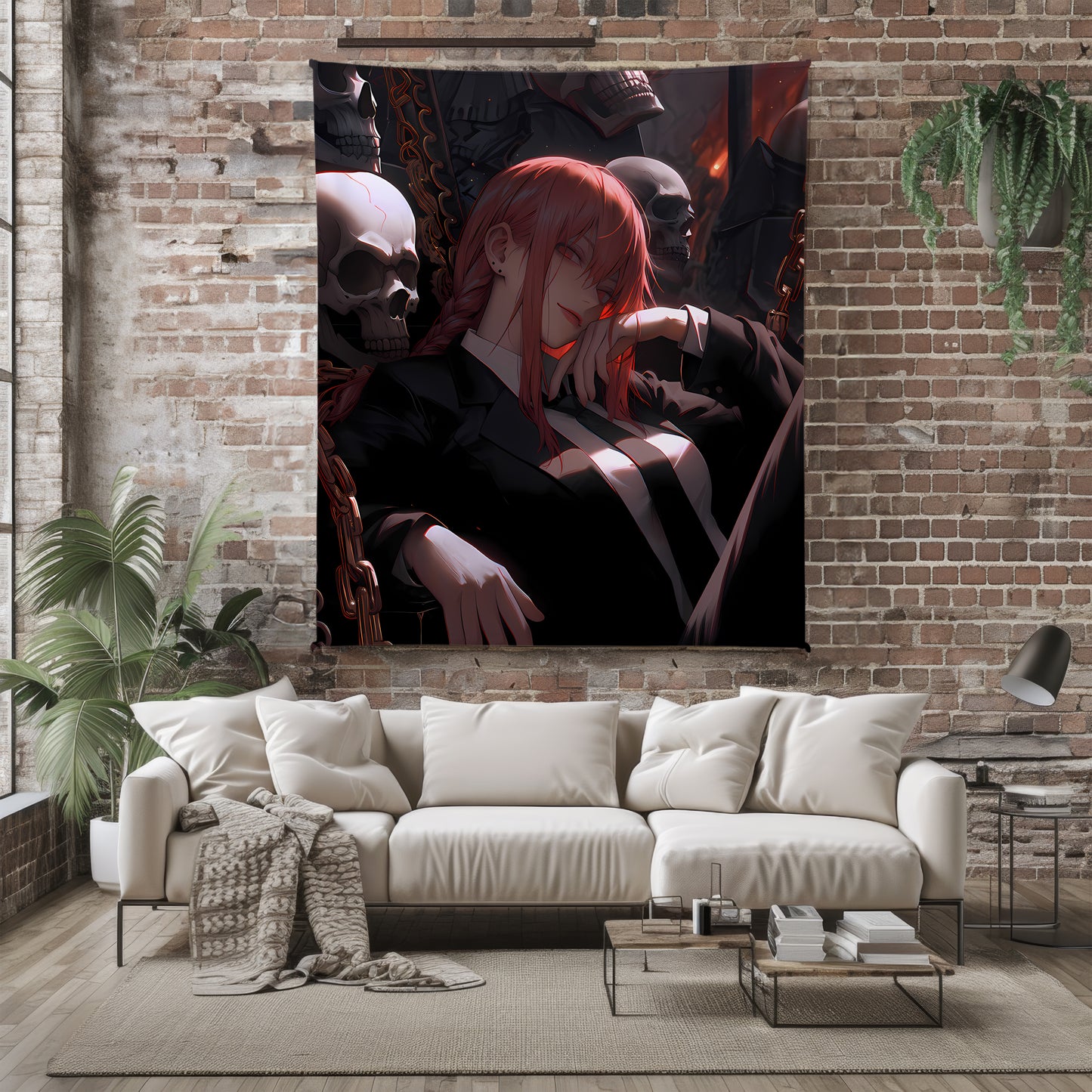 Makima Mob Boss Onee-san Art Blanket, Chainsaw Man Mature Makima Decor, Sultry Mafia Aesthetic, Premium Fan Gift, Anime Art Bedding