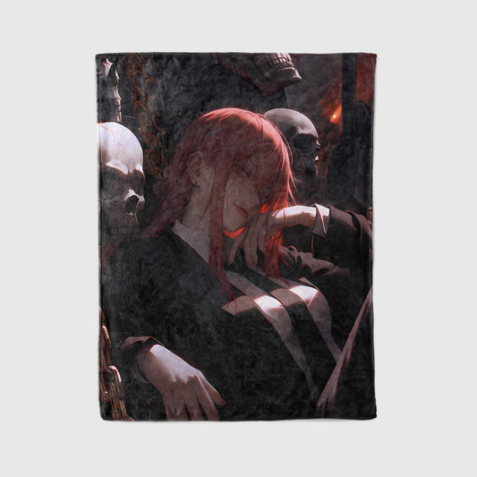 Makima Mob Boss Onee-san Art Blanket, Chainsaw Man Mature Makima Decor, Sultry Mafia Aesthetic, Premium Fan Gift, Anime Art Bedding