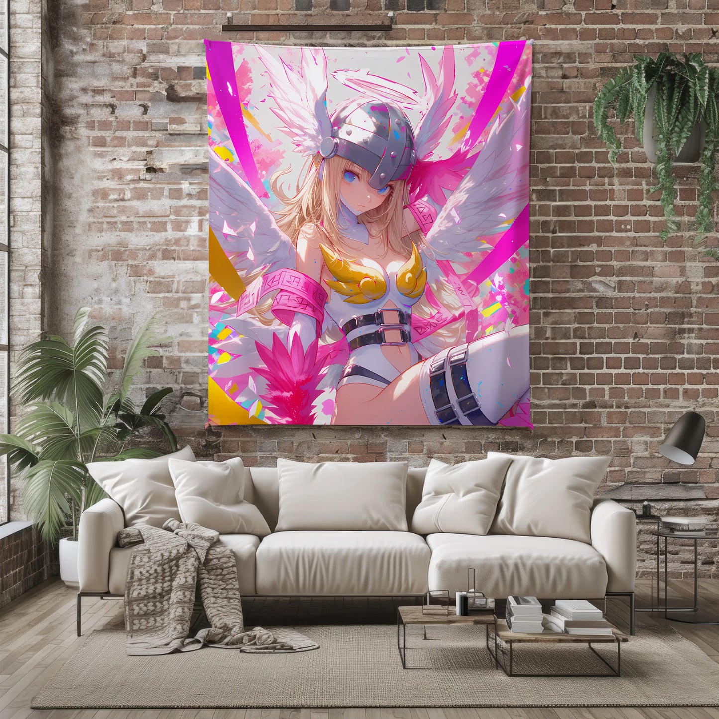 Angewomon Mature Aesthetic Flannel Blanket, Digimon Merch, Archangel Anime Peripheral, Otaku Decor