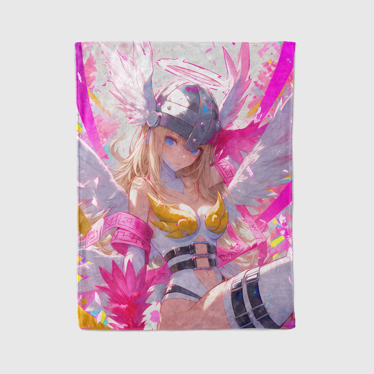 Angewomon Mature Aesthetic Flannel Blanket, Digimon Merch, Archangel Anime Peripheral, Otaku Decor