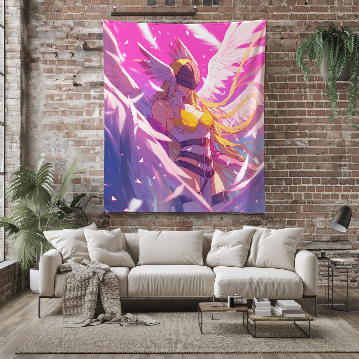 Angewomon Classic Archon Flannel Blanket, Digimon Merch, Nostalgic Anime Peripheral, Otaku Bedding