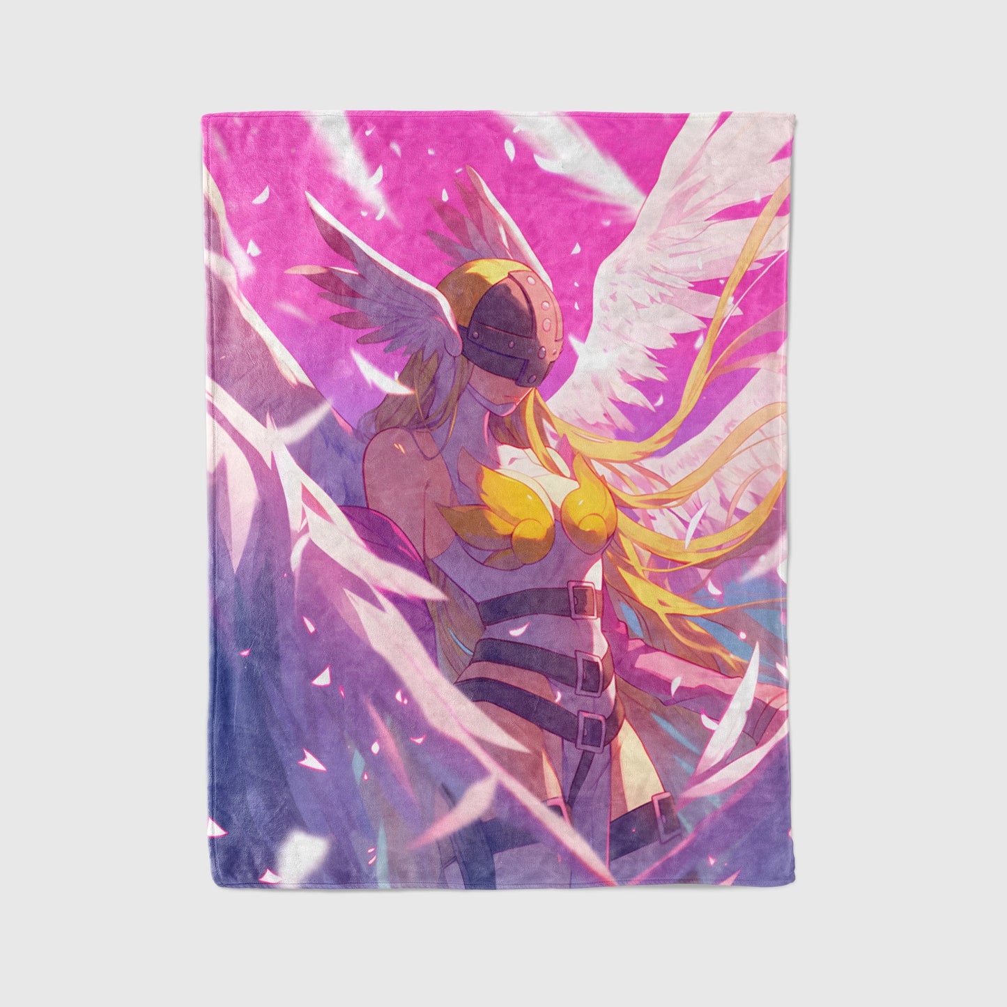 Angewomon Classic Archon Flannel Blanket, Digimon Merch, Nostalgic Anime Peripheral, Otaku Bedding