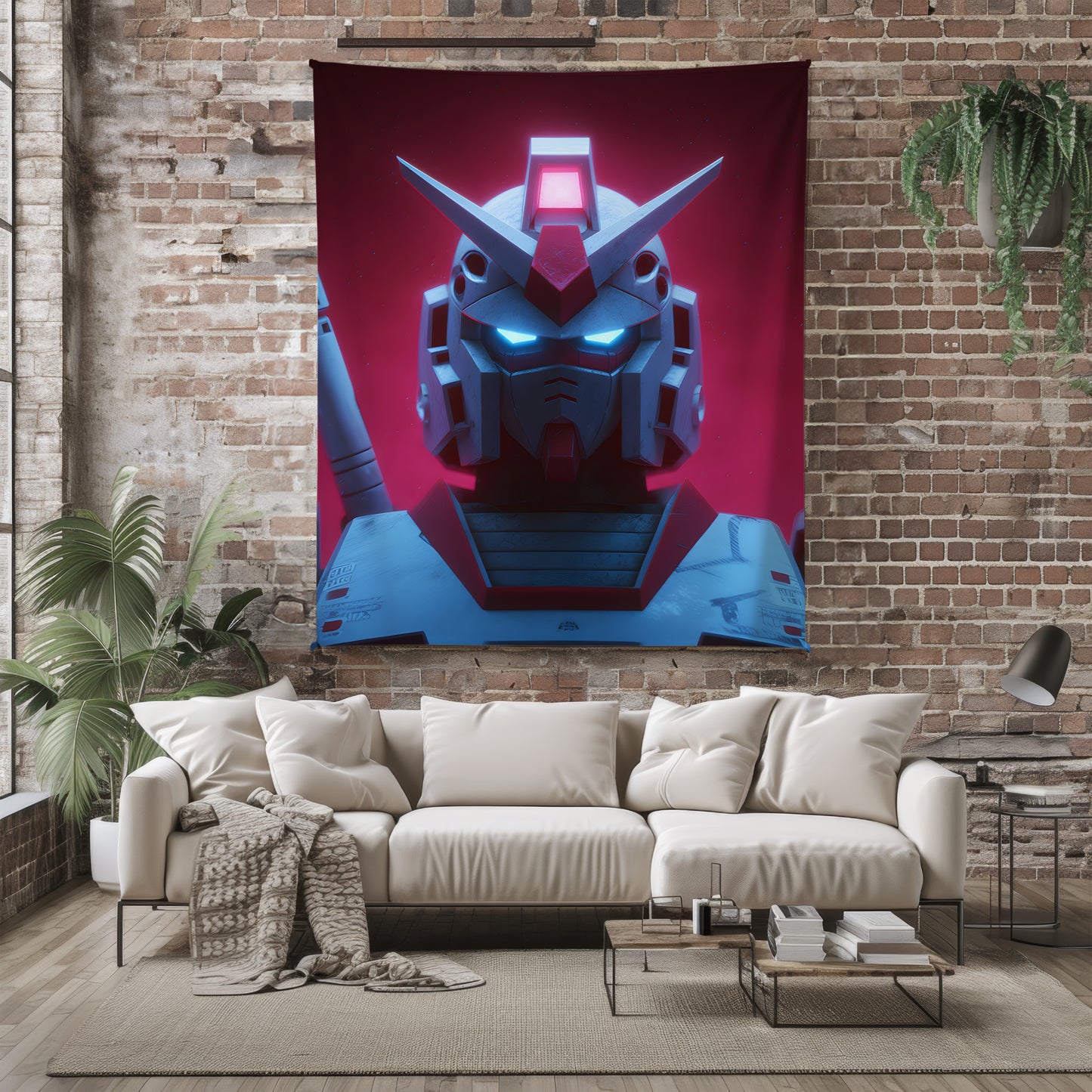 Gundam Mobile Suit Head Art Blanket, Universal Century Mecha Decor, RX-78-2 Iconic Portrait, Premium Fan Gift, Anime Art
