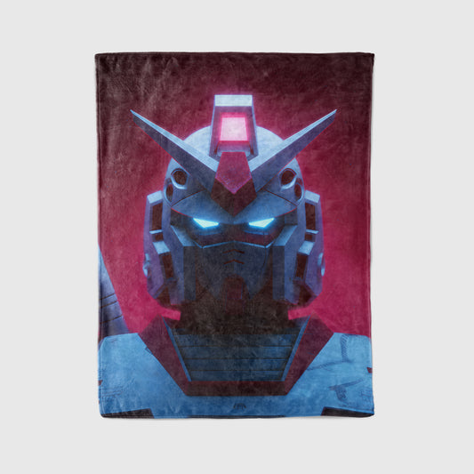 Gundam Mobile Suit Head Art Blanket, Universal Century Mecha Decor, RX-78-2 Iconic Portrait, Premium Fan Gift, Anime Art