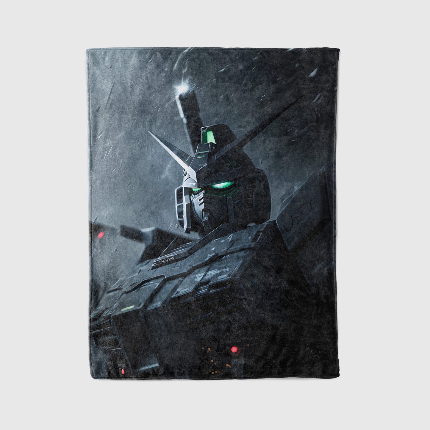 Gundam Dark Aesthetic Art Blanket, Mobile Suit Black Mecha Decor, Intense Shadow Warrior Design, Premium Fan Gift, Custom Art