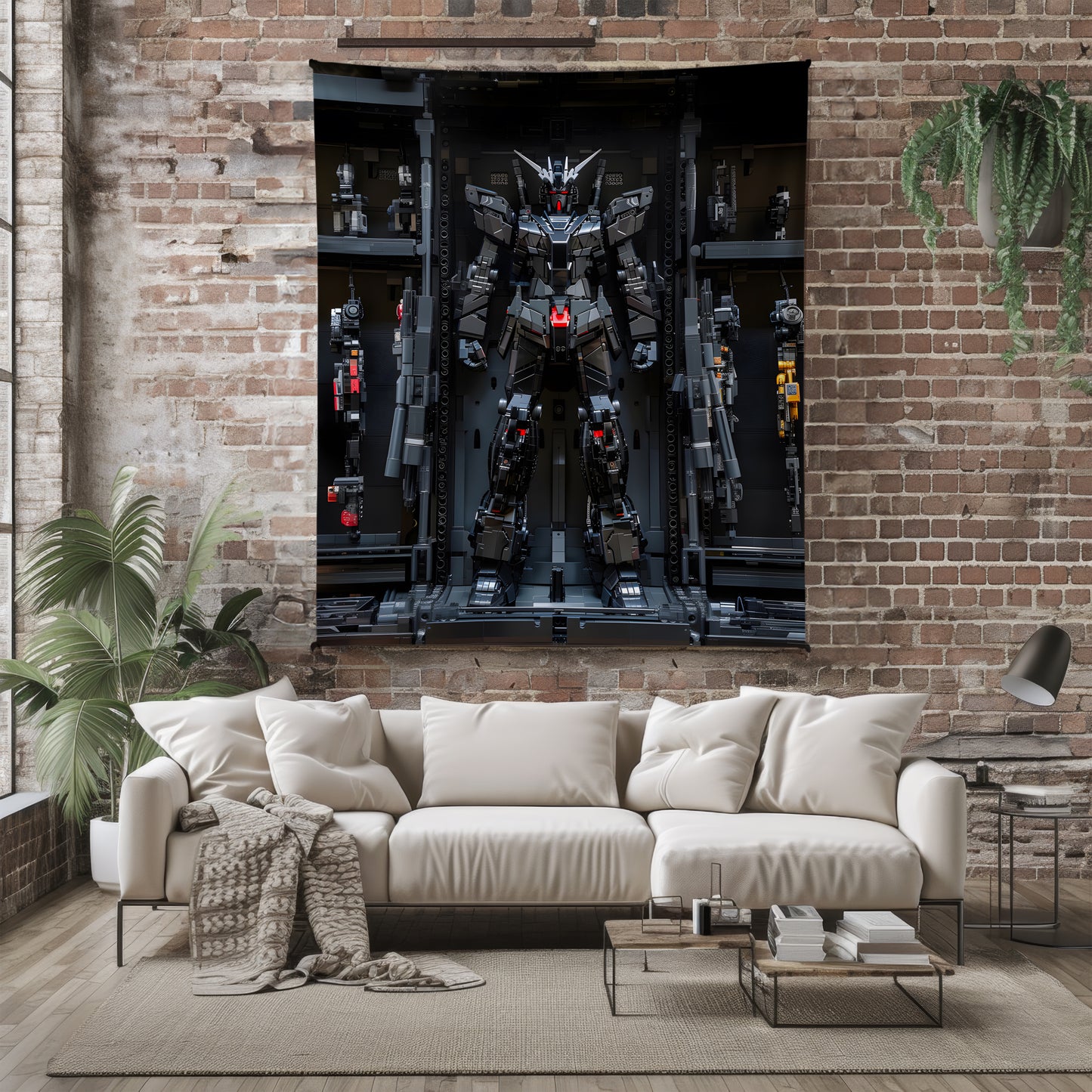 Black Gundam Mobile Suit Art Blanket, Stealth Mecha Aesthetic Decor, Dark Iron Warrior Design, Premium Fan Gift, Aesthetic Art