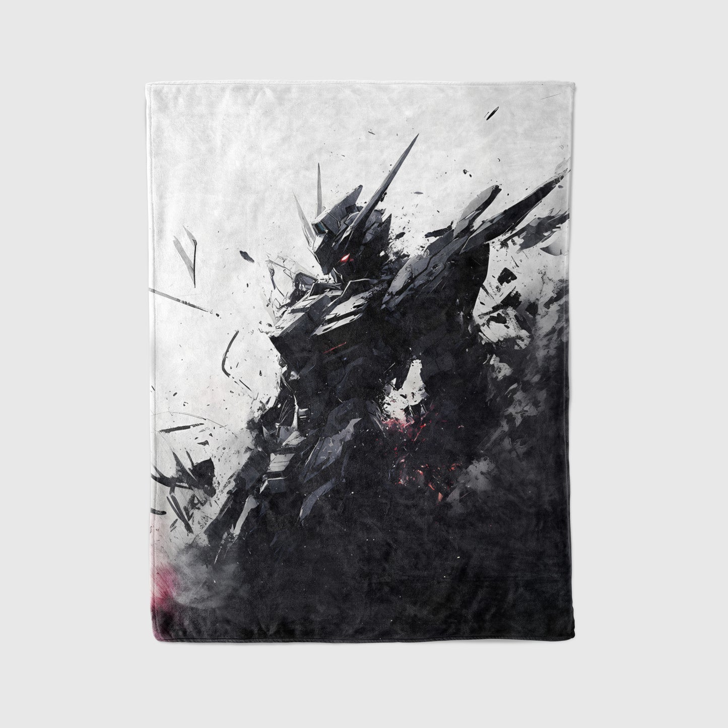 Gundam Ink Wash Graffiti Art Blanket, Mobile Suit Street Art Decor, Urban Sumi-e Mecha Design, Premium Anime Gift, OOAK Art