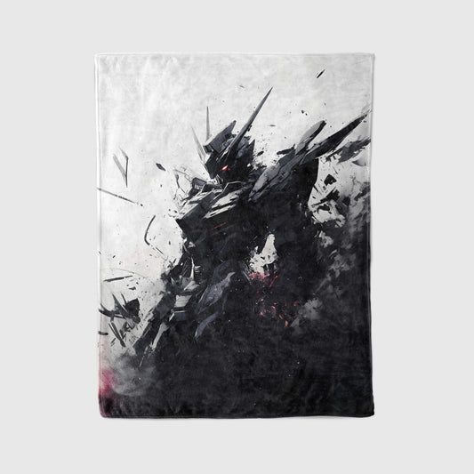 Gundam Ink Wash Graffiti Art Blanket, Mobile Suit Street Art Decor, Urban Sumi-e Mecha Design, Premium Anime Gift, OOAK Art