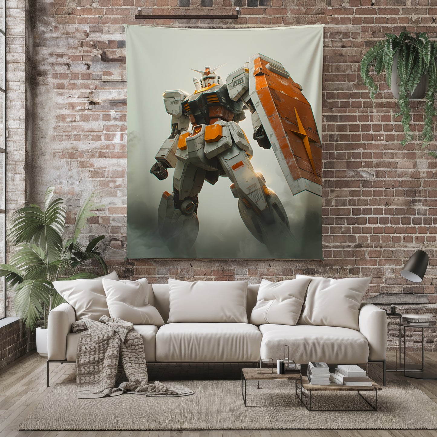 Gundam Realistic Style Art Blanket, Mobile Suit Technical Decor, Industrial Mecha Design Illustration, Premium Fan Gift, Wall Art