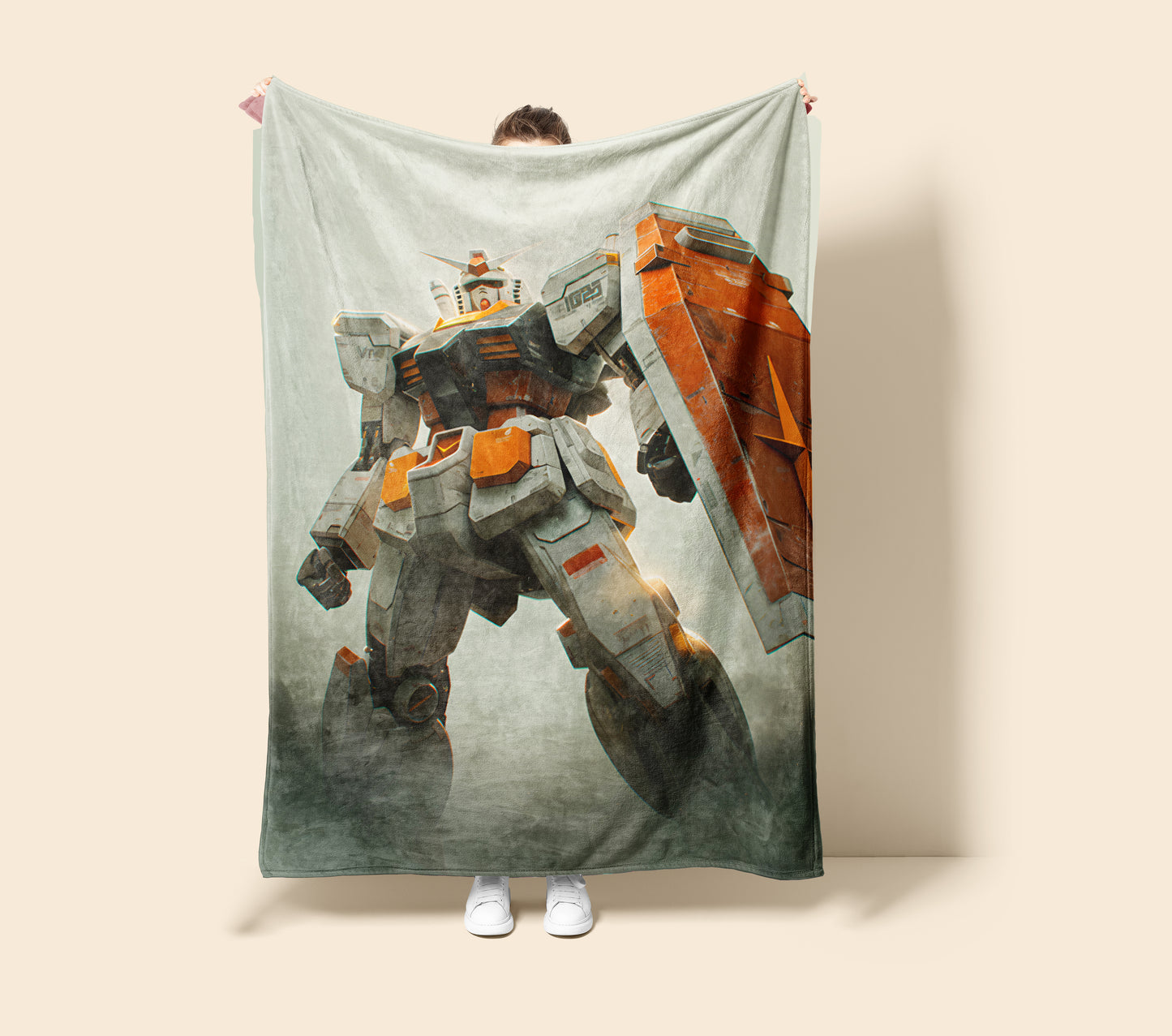 Gundam Realistic Style Art Blanket, Mobile Suit Technical Decor, Industrial Mecha Design Illustration, Premium Fan Gift, Wall Art