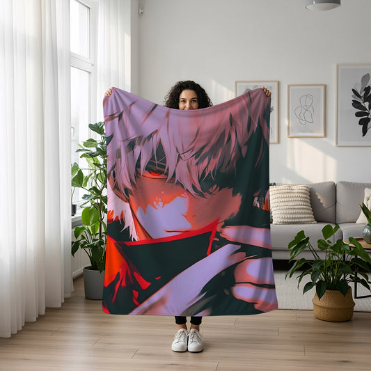 Gojo Satoru Manga Art Blanket, Jujutsu Kaisen Classic Gojo Decor, Authentic Anime Illustration, Premium Fan Gift, Anime Art