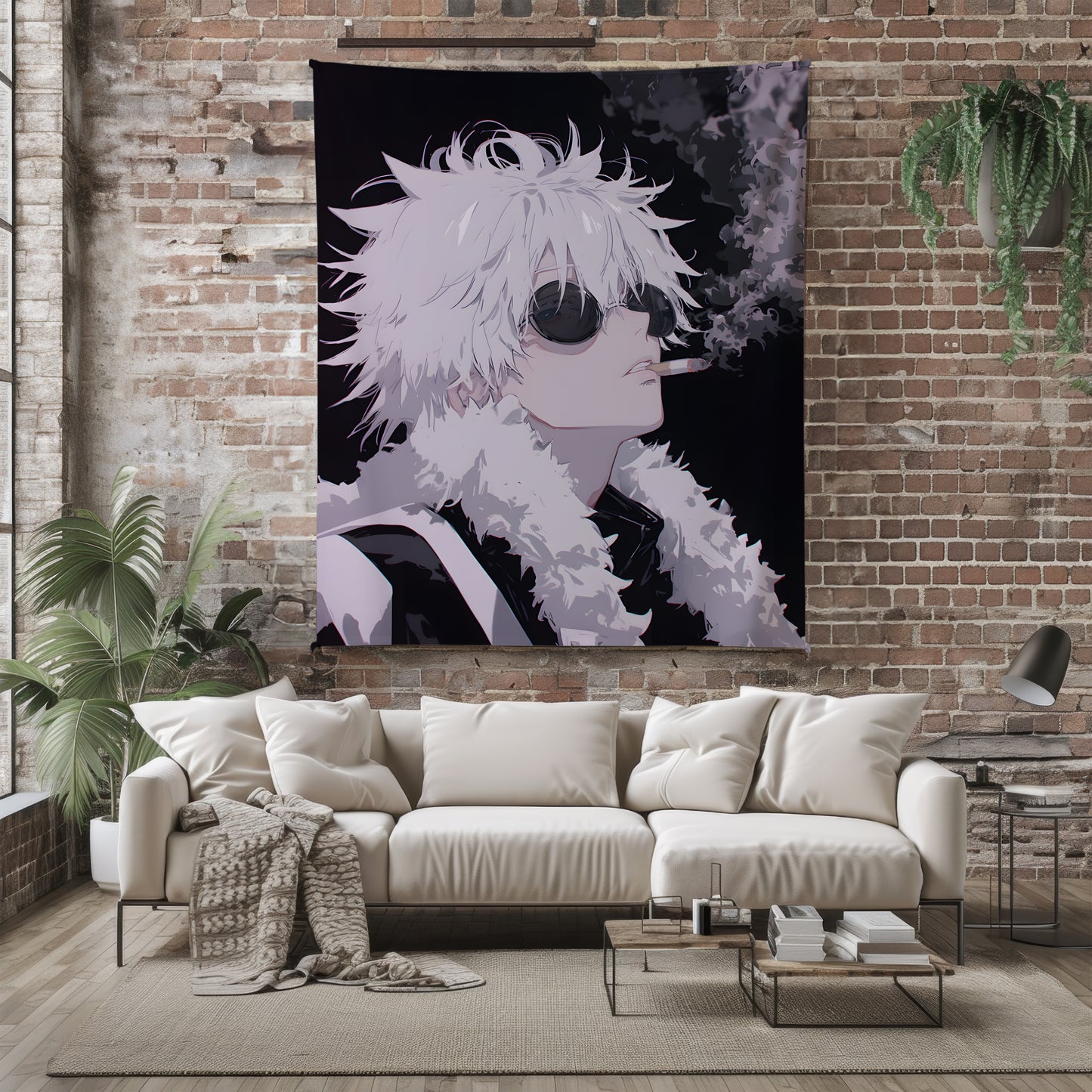 Gojo Satoru Mob Boss Art Blanket, Jujutsu Kaisen Mafia Aesthetic Decor, Mature Godfather Style, Premium Fan Gift, Custom Art