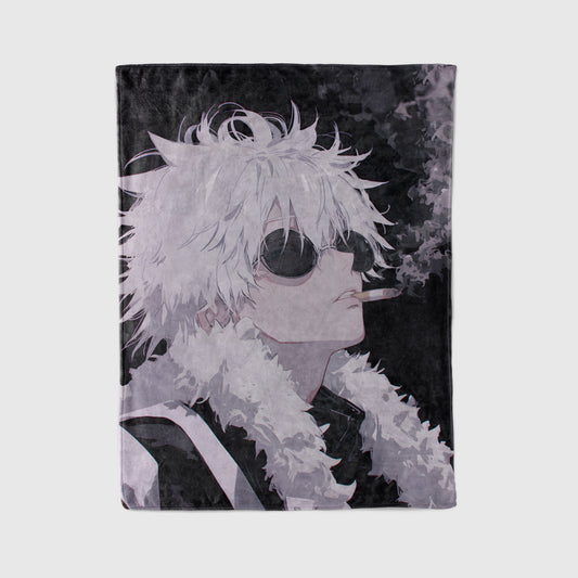 Gojo Satoru Mob Boss Art Blanket, Jujutsu Kaisen Mafia Aesthetic Decor, Mature Godfather Style, Premium Fan Gift, Custom Art