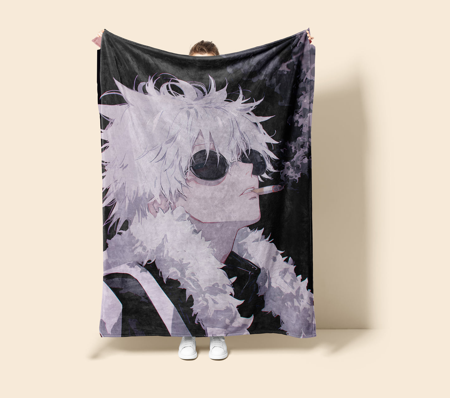 Gojo Satoru Mob Boss Art Blanket, Jujutsu Kaisen Mafia Aesthetic Decor, Mature Godfather Style, Premium Fan Gift, Custom Art