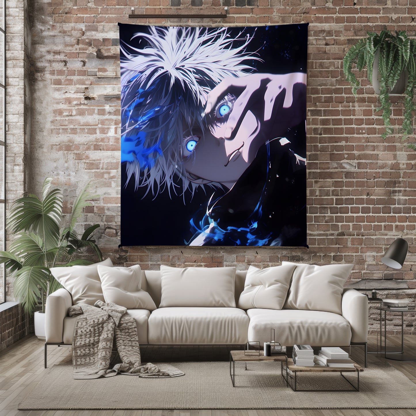 Gojo Satoru Dark Aesthetic Art Blanket, Jujutsu Kaisen Shadow Decor, Intense Gothic Warrior Design, Premium Fan Gift, Custom Art