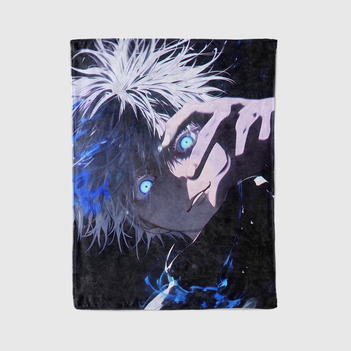 Gojo Satoru Dark Aesthetic Art Blanket, Jujutsu Kaisen Shadow Decor, Intense Gothic Warrior Design, Premium Fan Gift, Custom Art