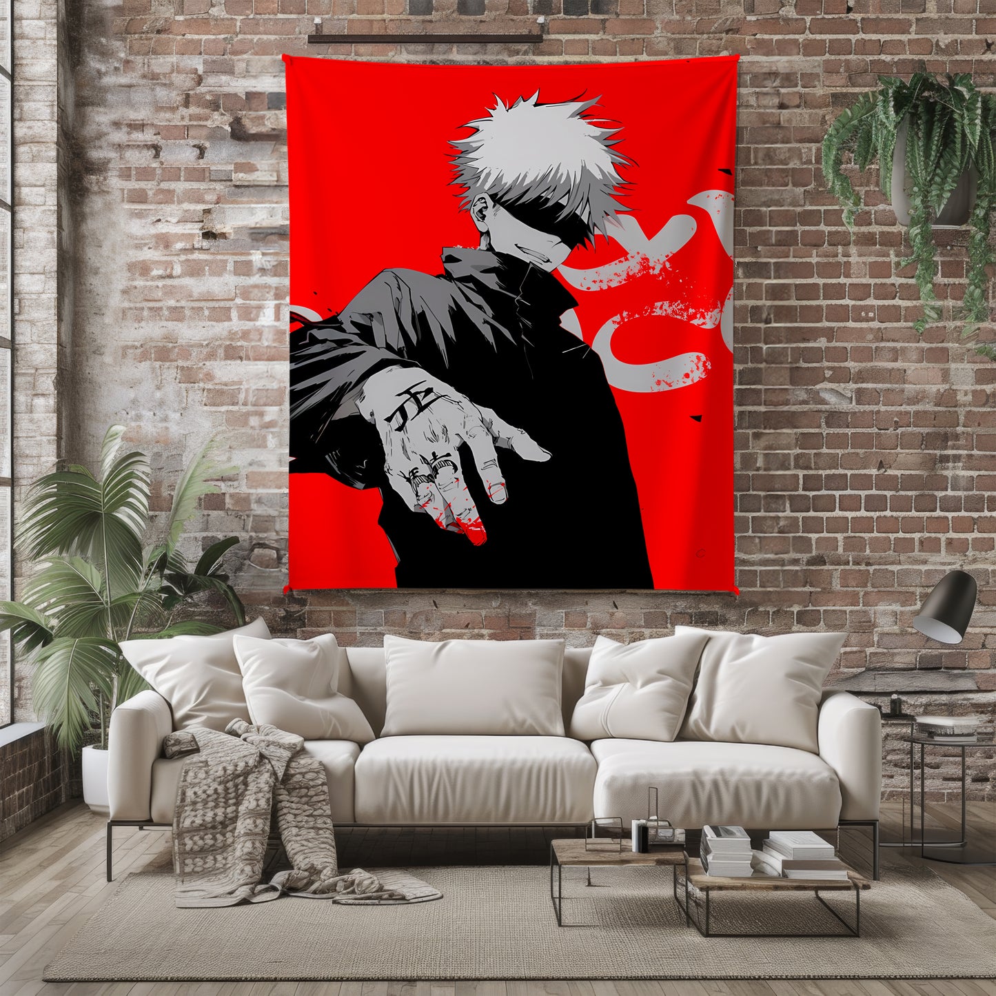 Gojo Satoru Hypebeast Art Blanket, Jujutsu Kaisen Urban Warrior Decor, Streetwear Fashion Design, Premium Fan Gift, Anime Art Bedding