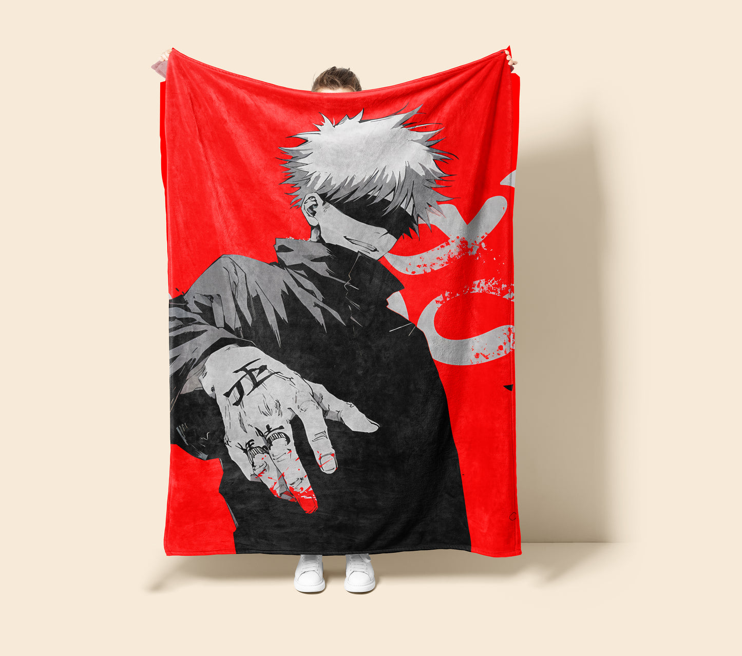 Gojo Satoru Hypebeast Art Blanket, Jujutsu Kaisen Urban Warrior Decor, Streetwear Fashion Design, Premium Fan Gift, Anime Art Bedding