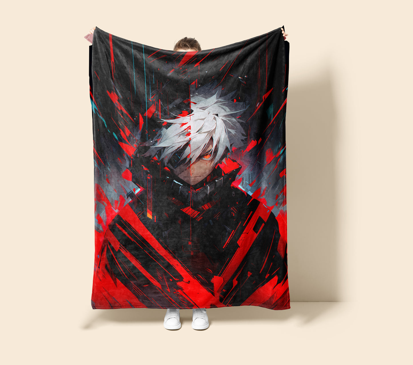 Gojo Satoru Battle Form Art Blanket, Jujutsu Kaisen Epic Combat Decor, Hollow Purple Technique Design, Premium Fan Gift, Wall Art