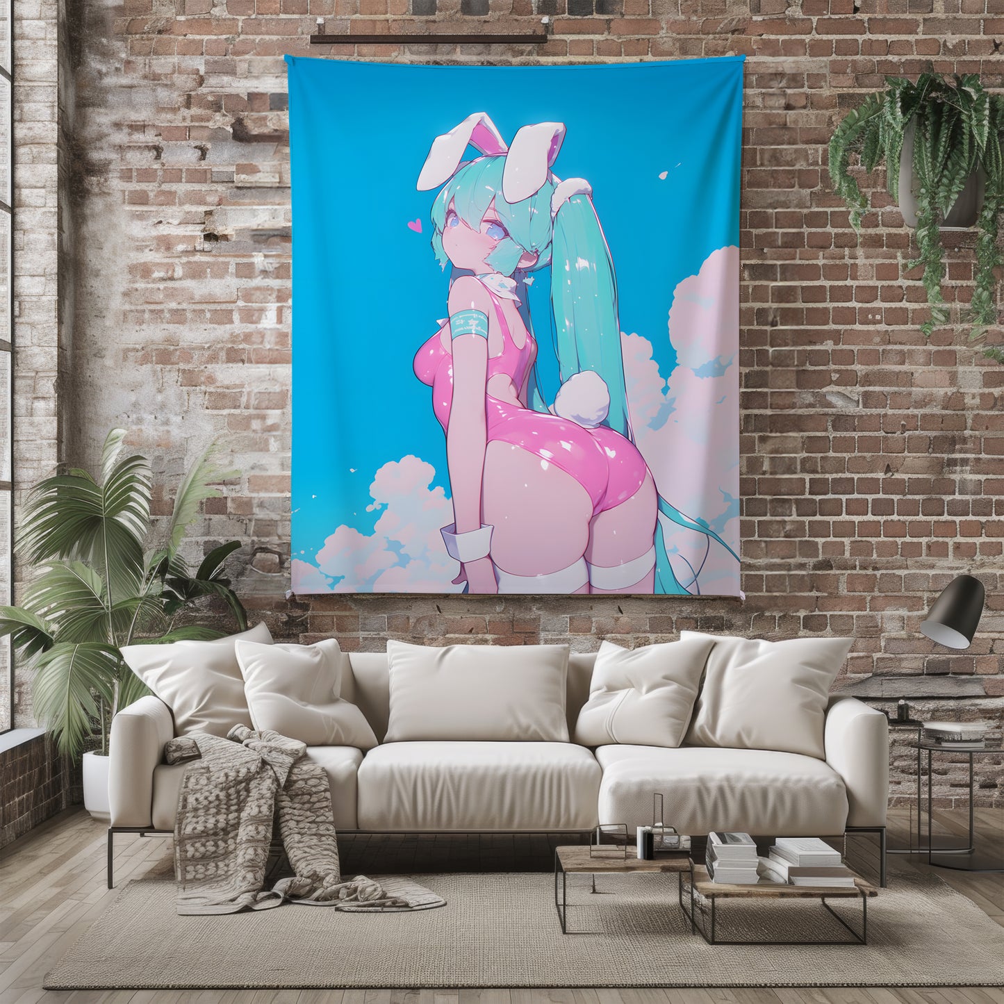 Hatsune Miku, Vocaloid Anime Girl, Summer High Cut Swimsuit Bikini, Sexy Waifu Art Blanket, Otaku Bedroom Decor, Wall Hanging Gift
