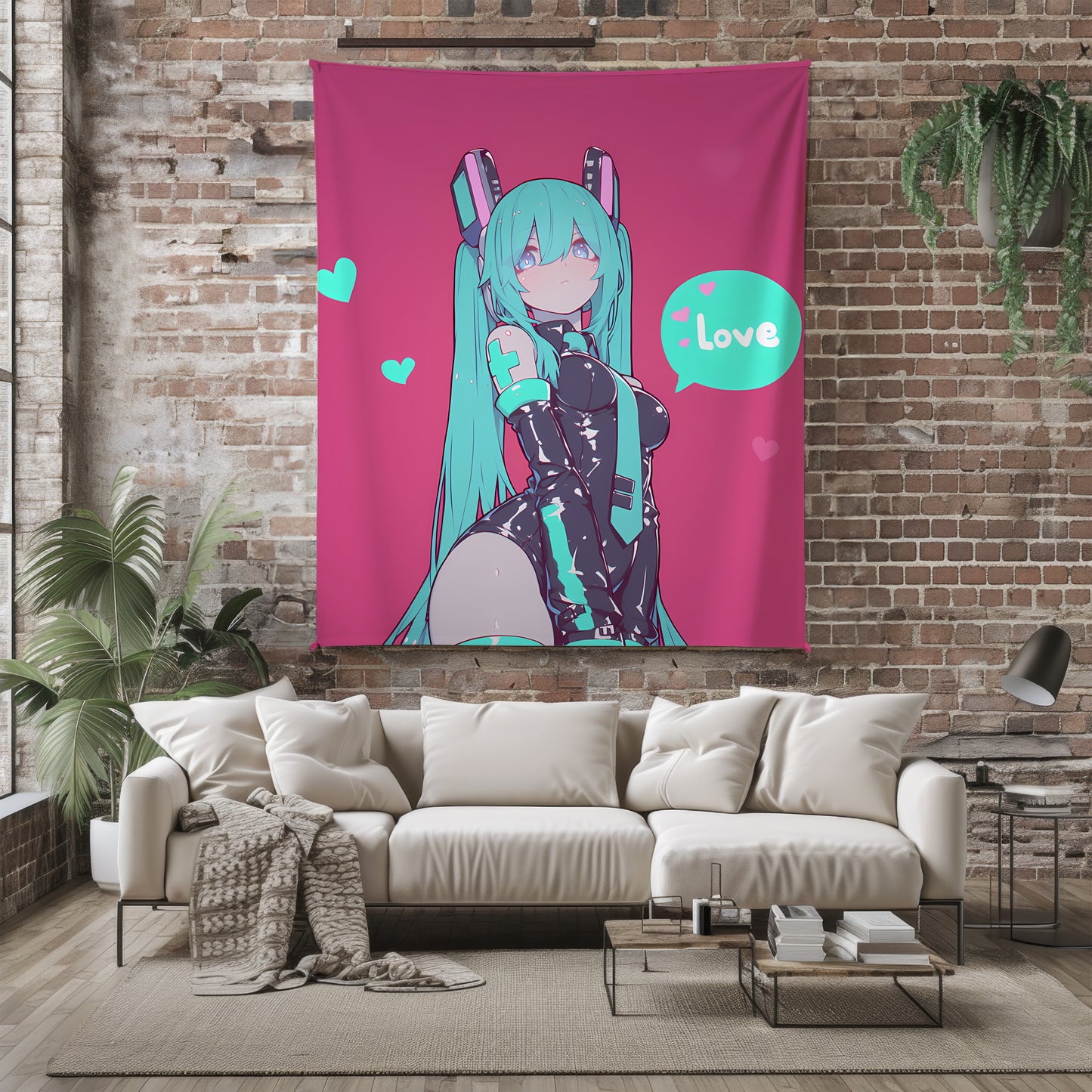Hatsune Miku, Vocaloid, Sexy Latex Bodysuit Style, Glossy Suit Anime Girl, Aesthetic Art Blanket, Otaku Wall Decor, Unique Art Gift