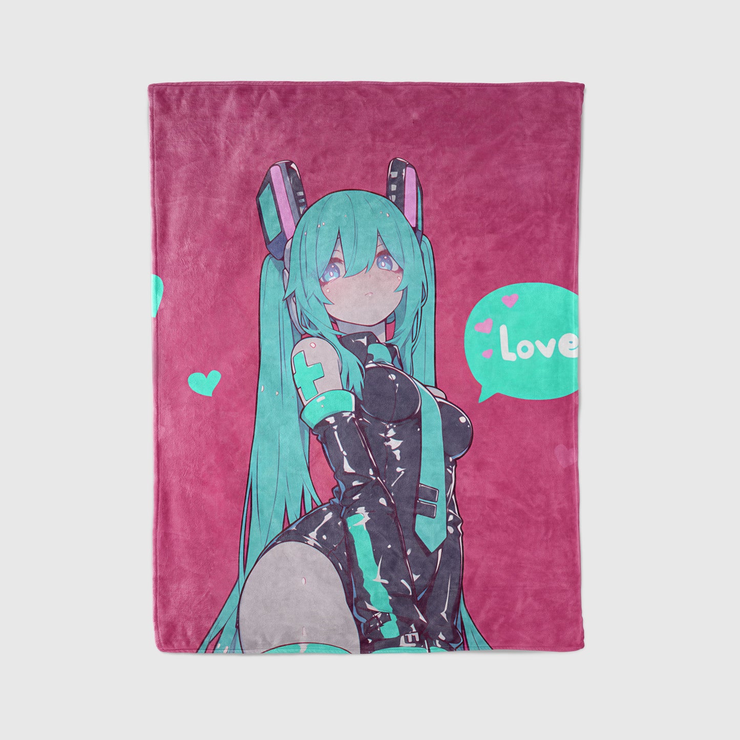 Hatsune Miku, Vocaloid, Sexy Latex Bodysuit Style, Glossy Suit Anime Girl, Aesthetic Art Blanket, Otaku Wall Decor, Unique Art Gift